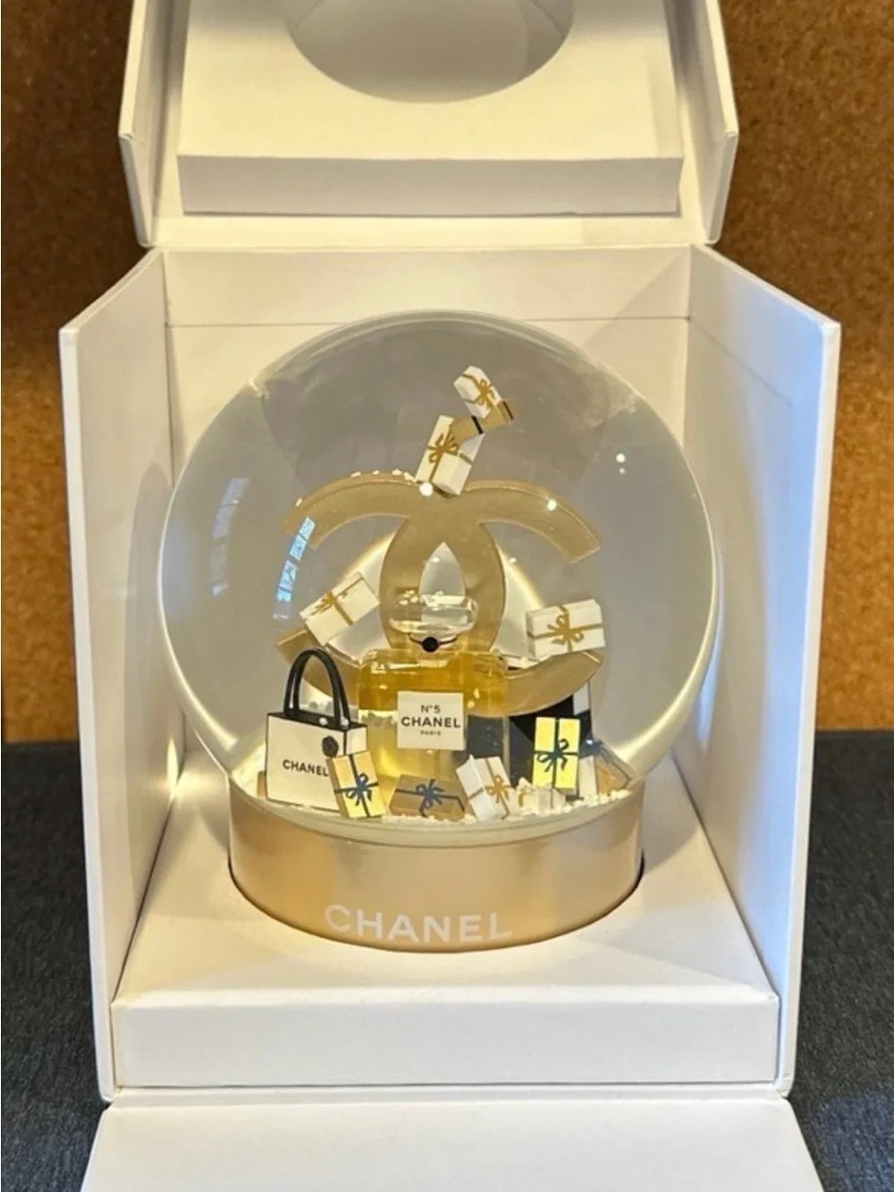 CHANEL Holiday Snow Globe with CC Logo